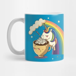 Rainbow Unicorn Drinking Cappucino Mug